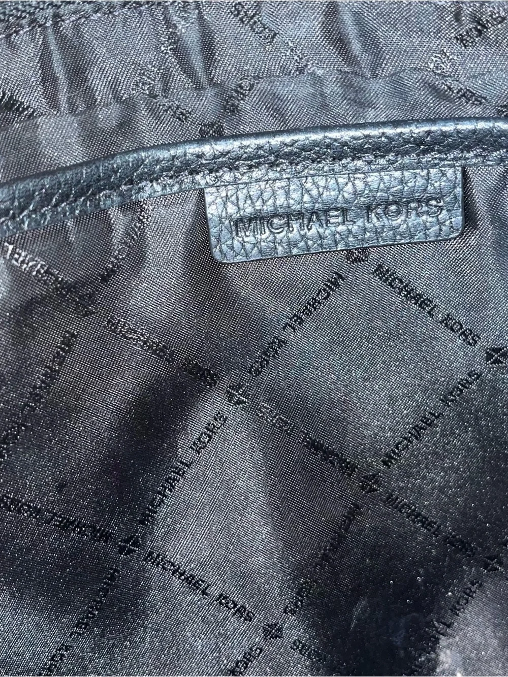 Michael Kors Black Pebbled Leather Crossbody with Gold Chain Strap